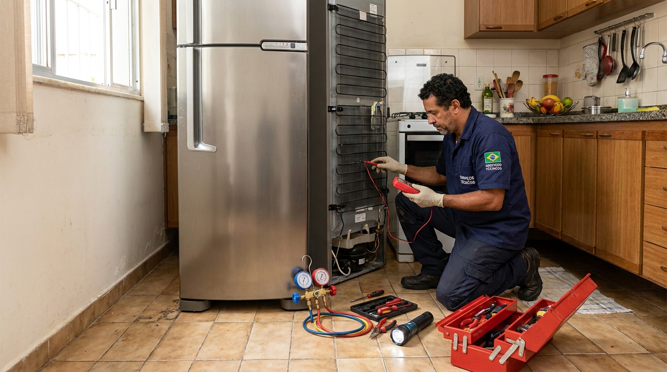 Técnico de conserto de geladeira em residência em Taubaté‑SP